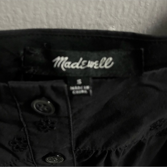 MADEWELL Black Square Neck Cotton Eyelet Smock Dress Small - Picture 10 of 11